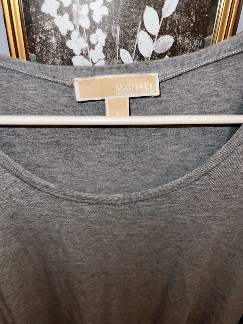 Michael Kors Grey Top with White Layered Hem